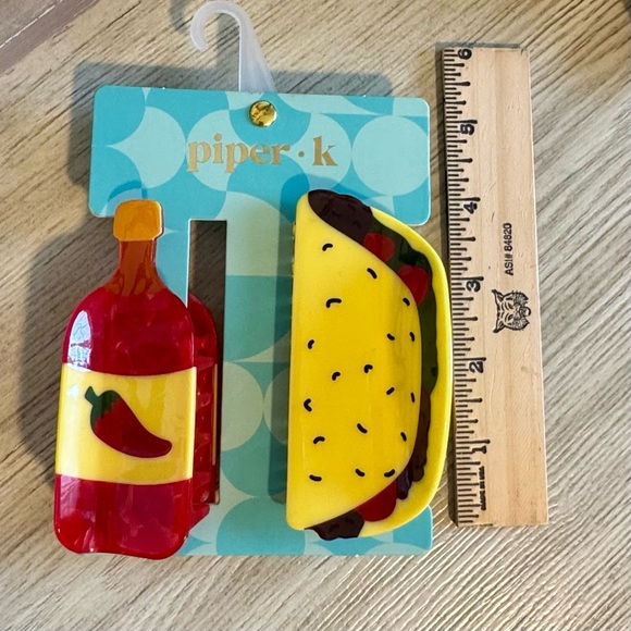 Piper K Hair Claw Clips Bundle-2 pc Hot Sauce and Taco & 4 pc Summer Fruits NEW - Picture 4 of 8